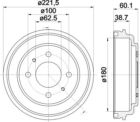 HELLA 8DT 355 302-451 - Тормозной барабан avtokuzovplus.com.ua