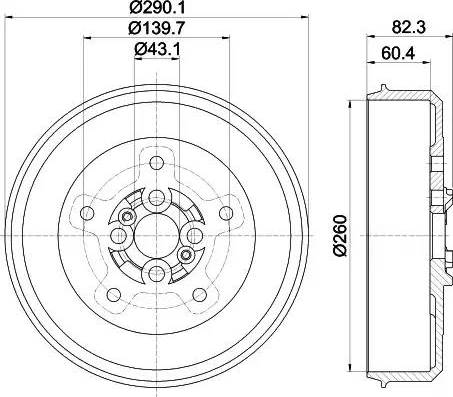 HELLA 8DT 355 302-501 - Гальмівний барабан autocars.com.ua