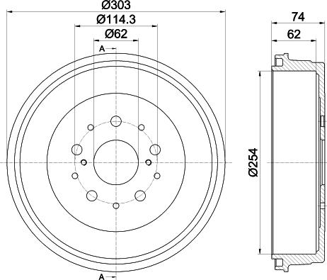 HELLA 8DT 355 302-511 - Гальмівний барабан autocars.com.ua