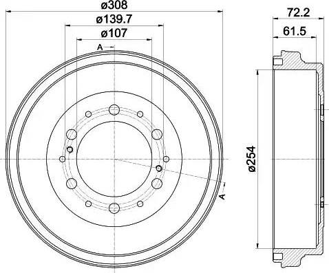 HELLA 8DT 355 302-541 - Тормозной барабан avtokuzovplus.com.ua