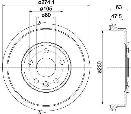 HELLA 8DT 355 302-601 - Гальмівний барабан autocars.com.ua