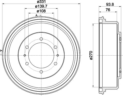 HELLA 8DT 355 302-611 - Гальмівний барабан autocars.com.ua