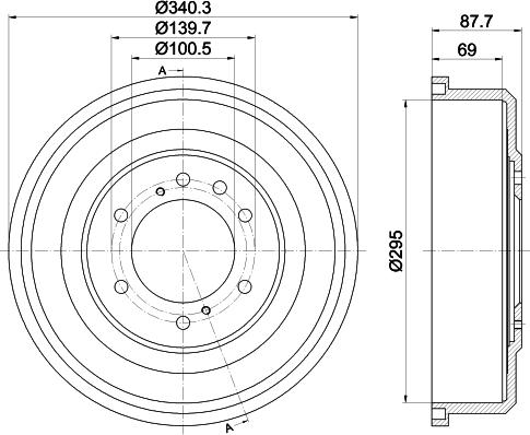 HELLA 8DT 355 302-621 - Гальмівний барабан autocars.com.ua