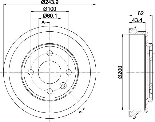 HELLA 8DT 355 302-651 - Гальмівний барабан autocars.com.ua