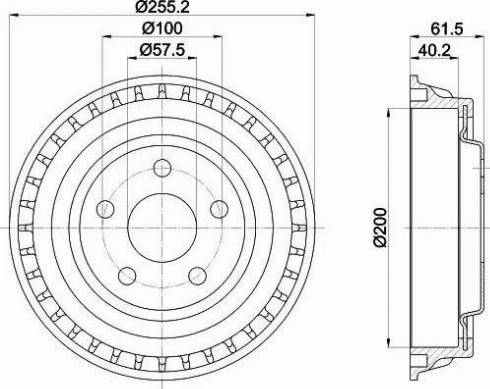 HELLA 8DT 355 302-701 - Гальмівний барабан autocars.com.ua