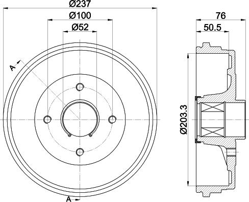 HELLA 8DT 355 302-761 - Гальмівний барабан autocars.com.ua