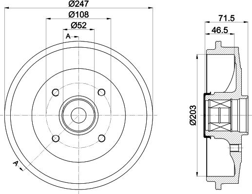 HELLA 8DT 355 302-781 - Гальмівний барабан autocars.com.ua