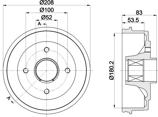 HELLA 8DT 355 302-801 - Гальмівний барабан autocars.com.ua