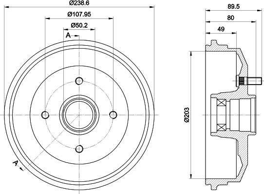 HELLA 8DT 355 302-891 - Гальмівний барабан autocars.com.ua