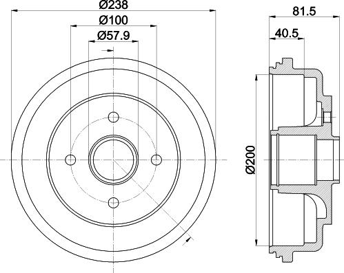 HELLA 8DT 355 302-941 - Гальмівний барабан autocars.com.ua