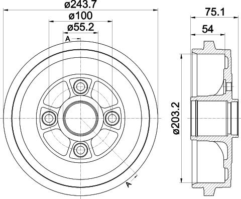 HELLA 8DT 355 302-951 - Гальмівний барабан autocars.com.ua