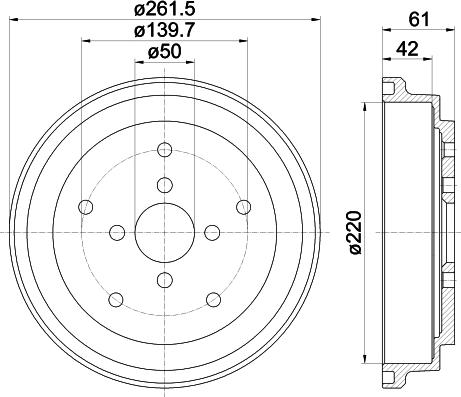 HELLA 8DT 355 302-981 - Гальмівний барабан autocars.com.ua