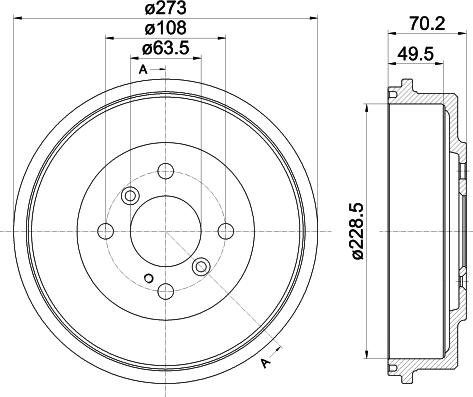 HELLA 8DT 355 303-001 - Гальмівний барабан autocars.com.ua