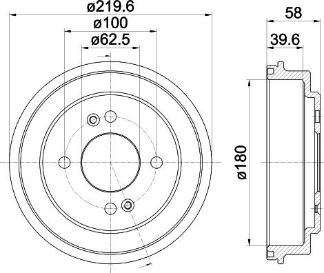 HELLA 8DT 355 303-031 - Гальмівний барабан autocars.com.ua