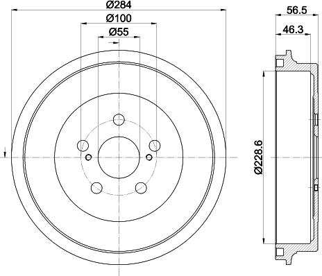 HELLA 8DT 355 303-091 - Гальмівний барабан autocars.com.ua