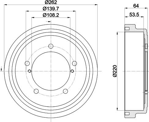 HELLA 8DT 355 303-171 - Гальмівний барабан autocars.com.ua