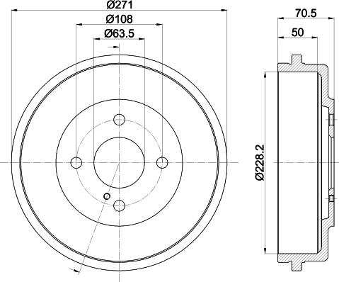 HELLA 8DT 355 303-191 - Гальмівний барабан autocars.com.ua