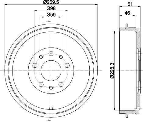 HELLA 8DT 355 303-211 - Тормозной барабан avtokuzovplus.com.ua