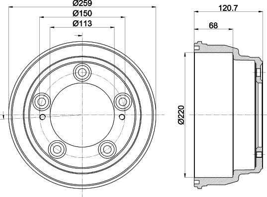 HELLA 8DT 355 303-221 - Тормозной барабан avtokuzovplus.com.ua