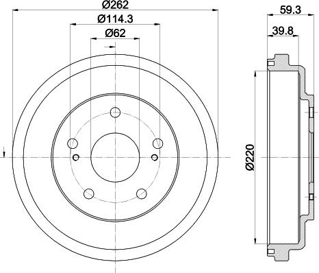 HELLA 8DT 355 303-241 - Тормозной барабан avtokuzovplus.com.ua