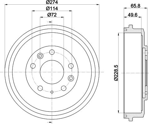 HELLA 8DT 355 303-271 - Гальмівний барабан autocars.com.ua