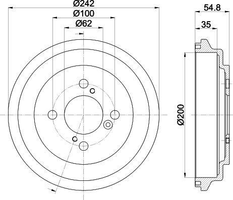 HELLA 8DT 355 303-291 - Тормозной барабан avtokuzovplus.com.ua