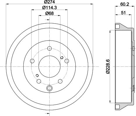 HELLA 8DT 355 303-311 - Гальмівний барабан autocars.com.ua