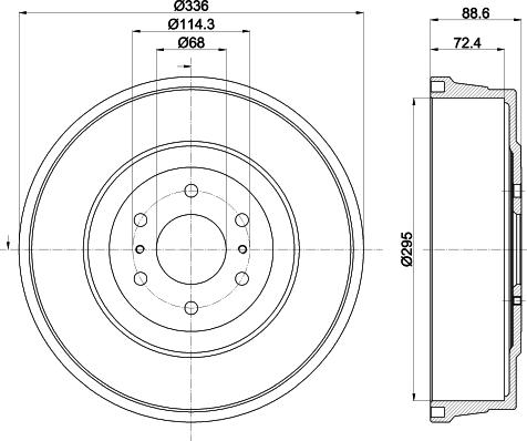 HELLA 8DT 355 303-331 - Тормозной барабан avtokuzovplus.com.ua