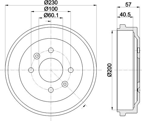 HELLA 8DT 355 303-371 - Гальмівний барабан autocars.com.ua