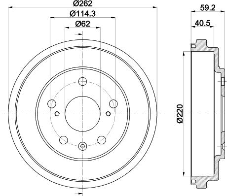 HELLA 8DT 355 303-391 - Тормозной барабан avtokuzovplus.com.ua