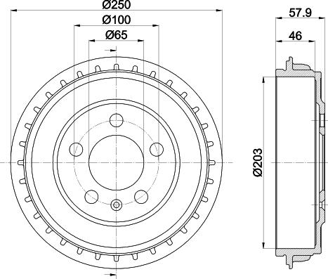 HELLA 8DT 355 303-441 - Гальмівний барабан autocars.com.ua