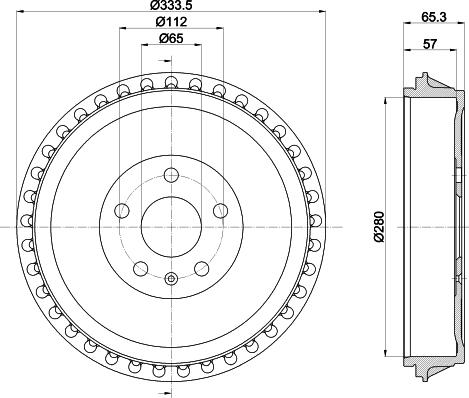 HELLA 8DT 355 303-491 - Гальмівний барабан autocars.com.ua