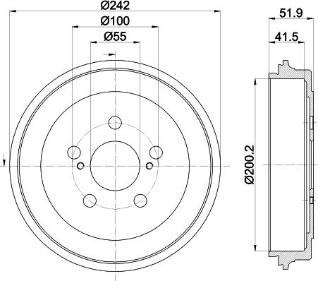 HELLA 8DT 355 303-601 - Гальмівний барабан autocars.com.ua