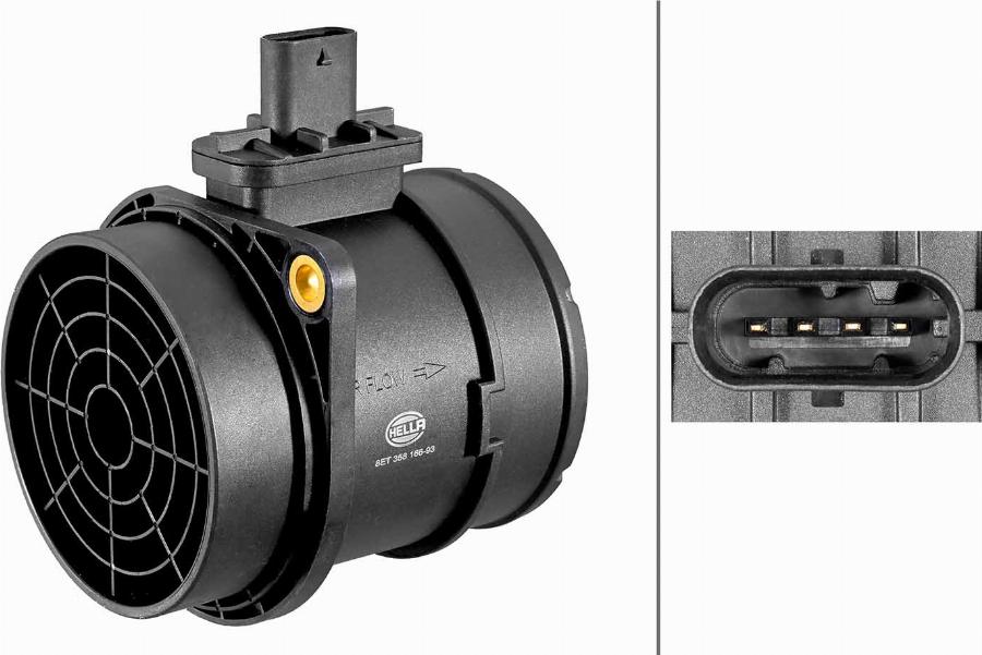 HELLA 8ET 358 166-931 - Датчик потоку, маси повітря autocars.com.ua