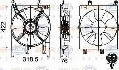 HELLA 8EW 351 026-281 - Вентилятор, охолодження двигуна autocars.com.ua