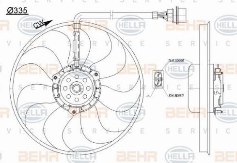 HELLA 8EW 351 044-611 - Вентилятор, охолодження двигуна autocars.com.ua