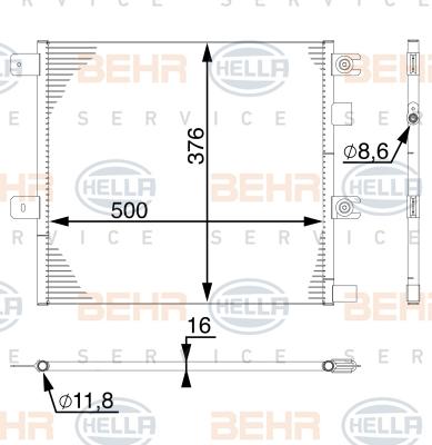 HELLA 8FC 351 008-664 - Конденсатор, кондиціонер autocars.com.ua