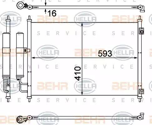 HELLA 8FC 351 308-771 - Конденсатор, кондиціонер autocars.com.ua