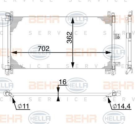 HELLA 8FC 351 309-574 - Конденсатор, кондиціонер autocars.com.ua