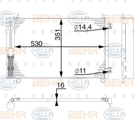 HELLA 8FC 351 317-524 - Конденсатор, кондиціонер autocars.com.ua