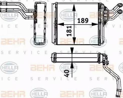 HELLA 8FH 351 311-411 - Теплообмінник, опалення салону autocars.com.ua