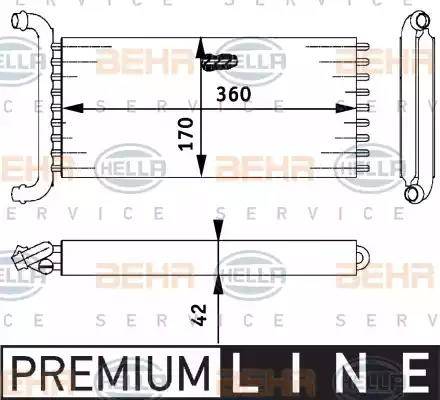 HELLA 8FH 351 312-141 - Теплообмінник, опалення салону autocars.com.ua