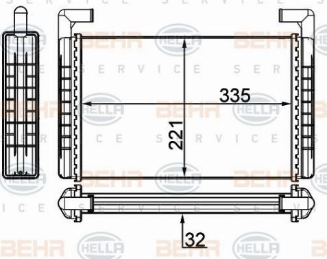 HELLA 8FH 351 312-374 - Теплообмінник, опалення салону autocars.com.ua