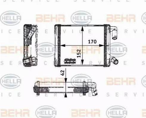 HELLA 8FH 351 312-721 - Теплообмінник, опалення салону autocars.com.ua