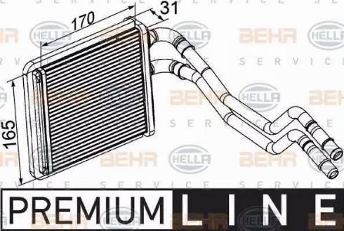 HELLA 8FH 351 315-591 - Теплообмінник, опалення салону autocars.com.ua