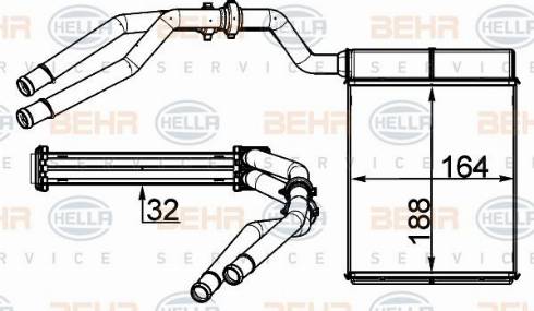 HELLA 8FH 351 511-684 - Теплообмінник, опалення салону autocars.com.ua