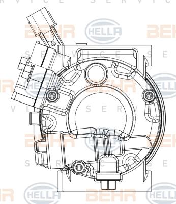 HELLA 8FK 351 008-061 - Компресор, кондиціонер autocars.com.ua