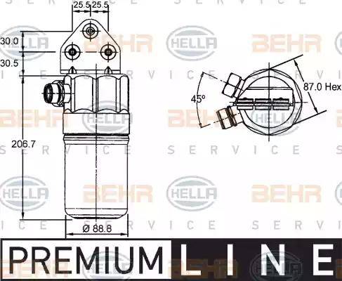 HELLA 8FT 351 192-381 - Осушувач, кондиціонер autocars.com.ua