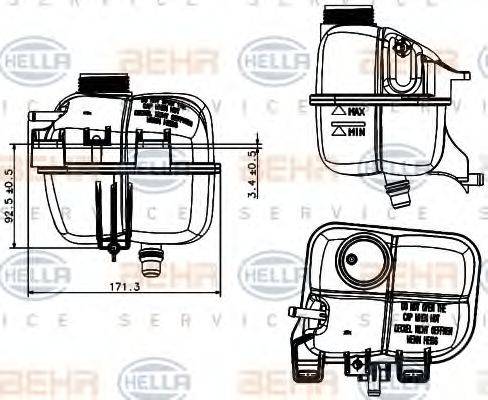 HELLA 8MA 376 737-221 - Компенсационный бак, охлаждающая жидкость avtokuzovplus.com.ua