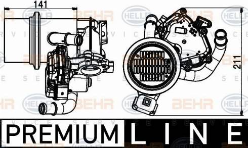 HELLA 8ME 376 745-421 - Радіатор, рециркуляція ОГ autocars.com.ua